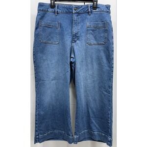 N20 Liz Claiborne sz 16 Wide Leg Cropped Sailor Maritime Style Jeans